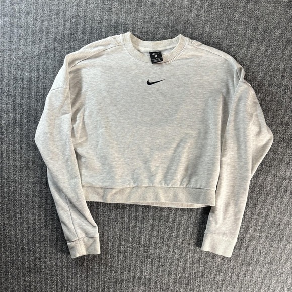 Nike Tops - Nike Sweatshirt Womens Medium Gray Dri-FIT Cropped Open Back Training Top